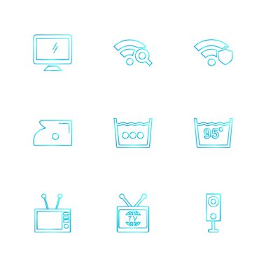 Beyaz arka plan üzerinde izole çeşitli tema app simge kümesi