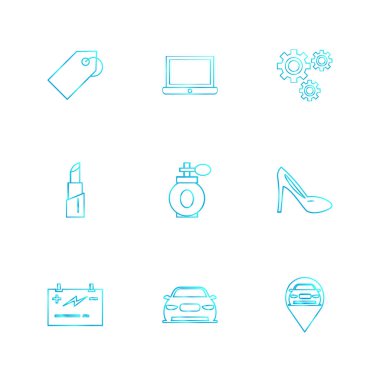 Beyaz arka plan üzerinde renkli minimalist düz vektör app simgeleri