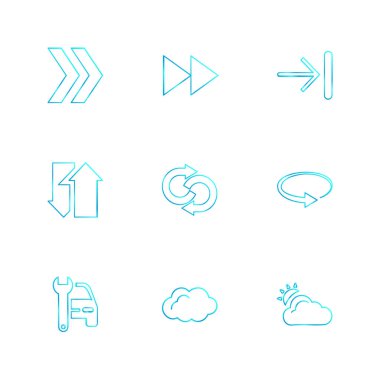 oklar yön işaretçiler yaratıcı simgeler ayarla, düz özel koleksiyon vektör