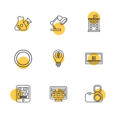 Beyaz arka plan üzerinde farklı minimalist düz vektör app simgeleri