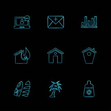 farklı minimalist düz vektör app simgeler siyah arka plan üzerine