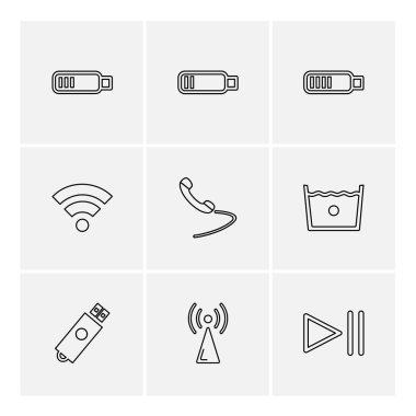 Beyaz arka plan üzerinde farklı minimalist düz vektör app simgeleri