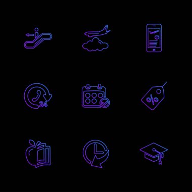 çeşitli tema app simgeler, vektör çizimler set