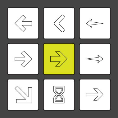 oklar yön işaretçiler yaratıcı simgeler ayarla, düz özel koleksiyon vektör