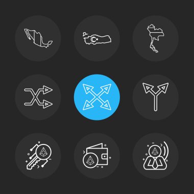 oklar yön işaretçiler yaratıcı simgeler ayarla, düz özel koleksiyon vektör