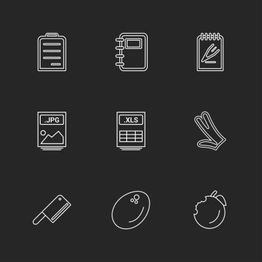 minimalist düz vektör app simgeler siyah arka plan üzerine 