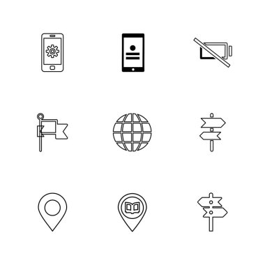 minimalist düz vektör app simgeleri beyaz arka plan üzerinde 