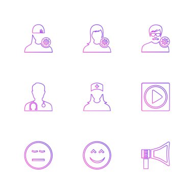 Beyaz arka plan üzerinde izole çeşitli tema app simge kümesi