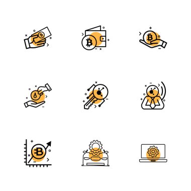 Beyaz arka plan üzerinde farklı minimalist düz vektör app simgeleri