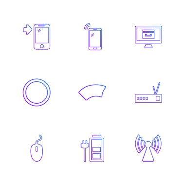 Beyaz arka plan üzerinde farklı minimalist düz vektör app simgeleri