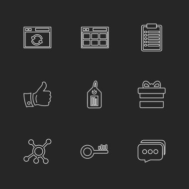 minimalist düz vektör app simgeler siyah arka plan üzerine 