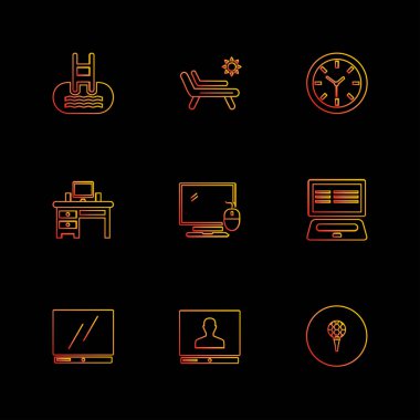 minimalist düz vektör app simgeler siyah arka plan üzerine