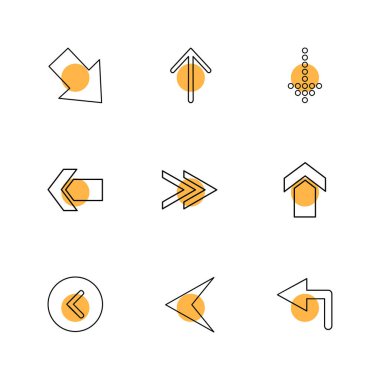 Beyaz arka plan üzerinde renkli daireler ile minimalist düz vektör app simgeleri