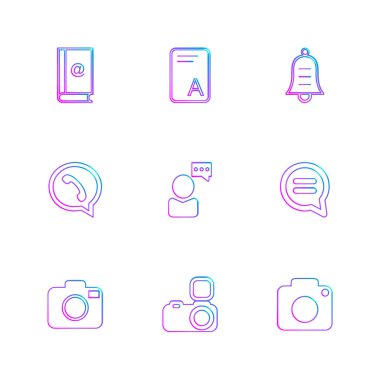 Beyaz arka plan üzerinde farklı minimalist düz vektör app simgeleri