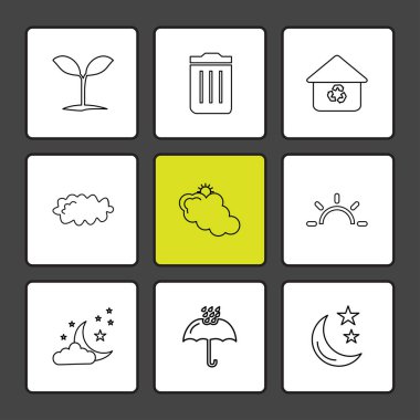 farklı minimalist düz vektör app simgeler siyah arka plan üzerine