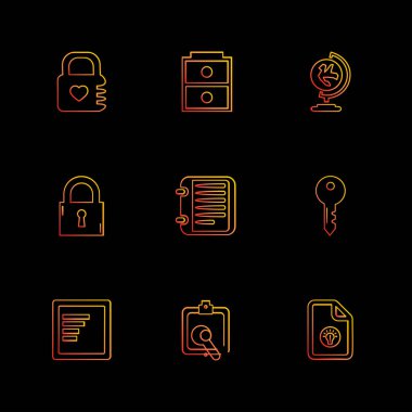 minimalist düz vektör app simgeler siyah arka plan üzerine 