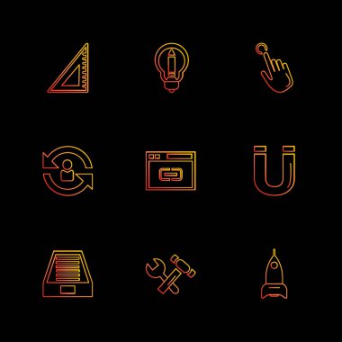 siyah arka plan üzerine çeşitli tema app simgelerin ayarlamak