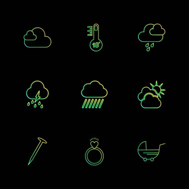 minimalist düz vektör app simgeler siyah arka plan üzerine 