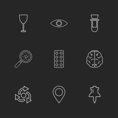 farklı minimalist düz vektör app simgeler siyah arka plan üzerine