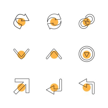 oklar yön işaretçiler yaratıcı simgeler ayarla, düz özel koleksiyon vektör