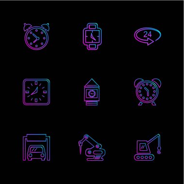 farklı minimalist düz vektör app simgeler siyah arka plan üzerine
