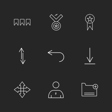 çeşitli tema app simgeler, vektör çizimler siyah arka plan üzerine set