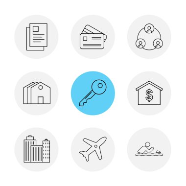 Beyaz arka plan üzerinde farklı minimalist düz vektör app simgeleri