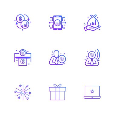 Beyaz arka plan üzerinde farklı minimalist düz vektör app simgeleri