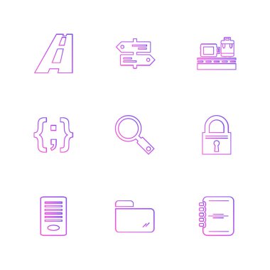 çeşitli tema app simgeler, vektör çizimler set