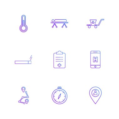 Beyaz arka plan üzerinde farklı minimalist düz vektör app simgeleri