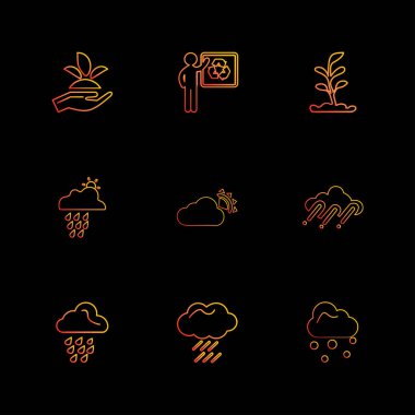 farklı minimalist düz vektör app simgeler siyah arka plan üzerine