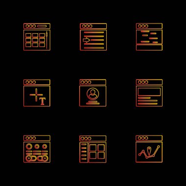 farklı minimalist düz vektör app simgeler siyah arka plan üzerine