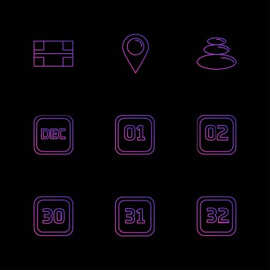 siyah arka plan üzerinde renkli minimalist düz vektör app simgeleri