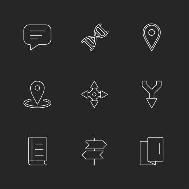 farklı minimalist düz vektör app simgeler siyah arka plan üzerine