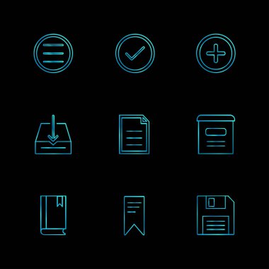 farklı minimalist düz vektör app simgeler siyah arka plan üzerine