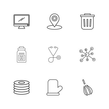 Beyaz arka plan üzerinde izole çeşitli tema app simge kümesi