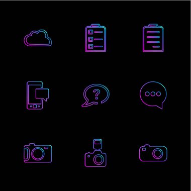 farklı minimalist düz vektör app simgeler siyah arka plan üzerine