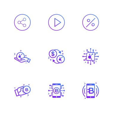Beyaz arka plan üzerinde izole çeşitli tema app simge kümesi
