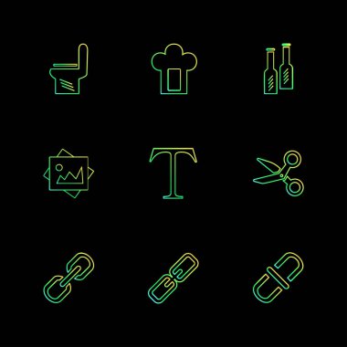 siyah arka plan üzerine çeşitli tema app simgelerin ayarlamak