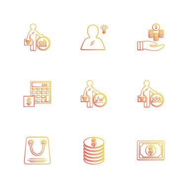 Beyaz arka plan üzerinde izole çeşitli tema app simge kümesi