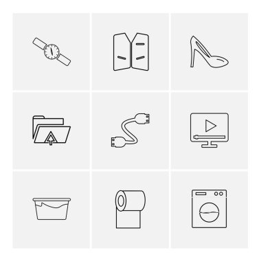 Beyaz arka plan üzerinde farklı minimalist düz vektör app simgeleri