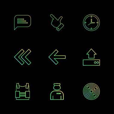 minimalist düz vektör app simgeler siyah arka plan üzerine