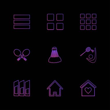 minimalist düz vektör app simgeler siyah arka plan üzerine 