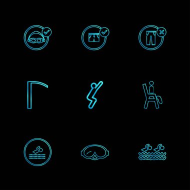 minimalist düz vektör app simgeler siyah arka plan üzerine 