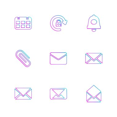 Beyaz arka plan üzerinde farklı minimalist düz vektör app simgeleri