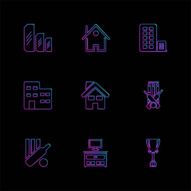 siyah arka plan üzerine çeşitli tema app simgelerin ayarlamak