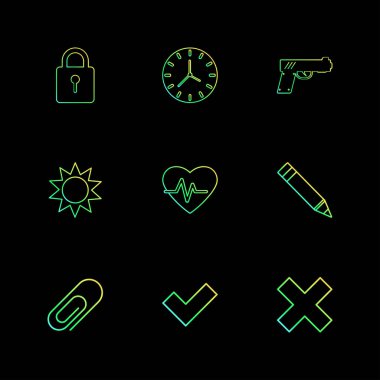 siyah arka plan, basit düz app simgeler, vektör çizim üzerinde etiket kümesi