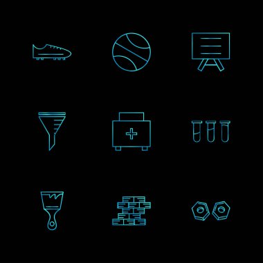 minimalist düz vektör app simgeler siyah arka plan üzerine 