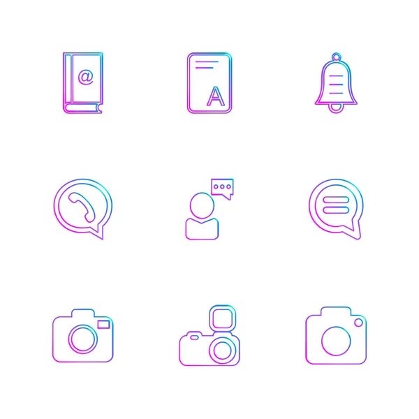 Different Minimalistic Flat Vector App Icons White Background — Stock Vector