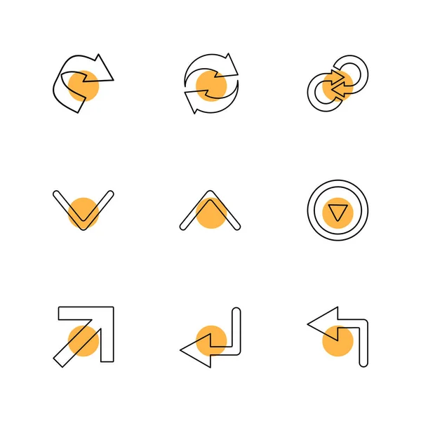 Flèches Directions Pointeurs Icônes Créatives Ensemble Conception Vectorielle Collection Plate — Image vectorielle